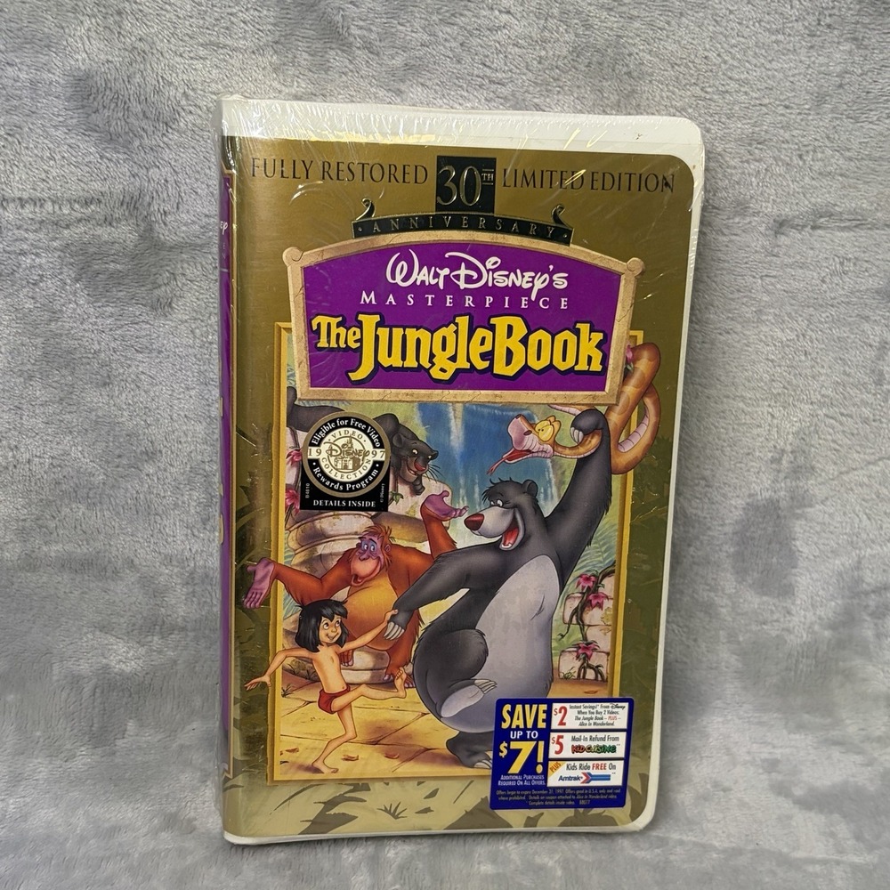 Walt Disney Masterpiece Jungle Book VHS 30th Anniversary Sealed‎ Clamshell